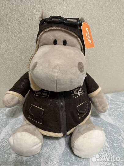 Мягкая игрушка Бегемот Авиатор 30 см