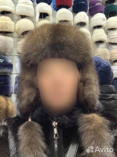 Шапка ушанка из соболя