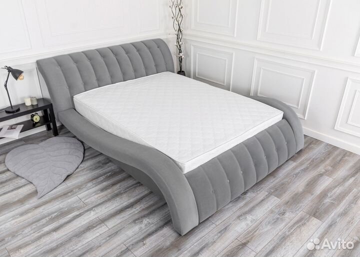 Кровать 160х200 серый велюр Мадрид