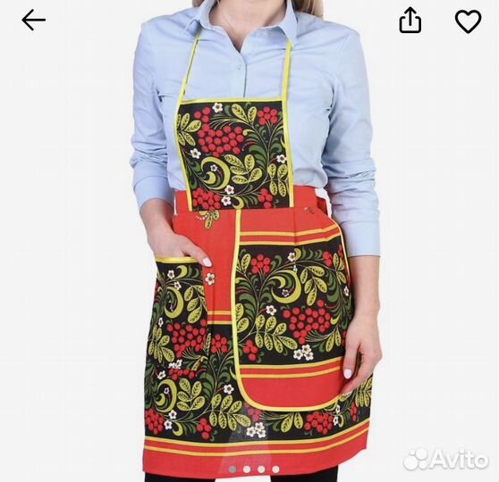Фартук Хохлома с карманом и полотенцем