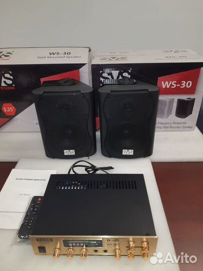 Звуковой комплект для кафе усилитель и 4 колонки