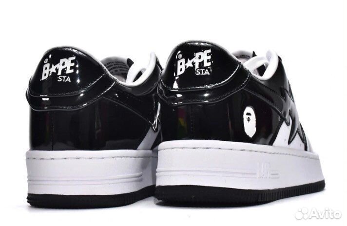 A bathing APE bape STA patent leather black white