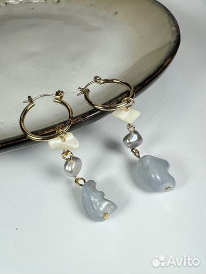 Висячие серьги с камнями