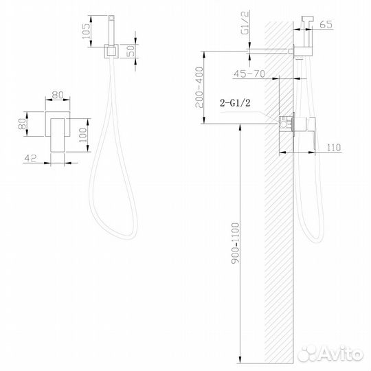 Смеситель abber Daheim AF8225G с гигиеническим душем, золото матовое