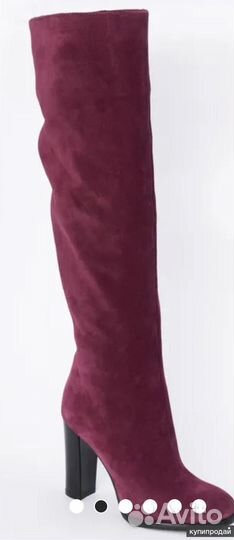 Сапоги трубы ботфорты натуральная замша