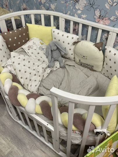 Детская кроватка круглая с кокосовым матрасом