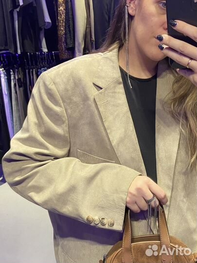 Винтажный оверсайз пиджак из микровельвета