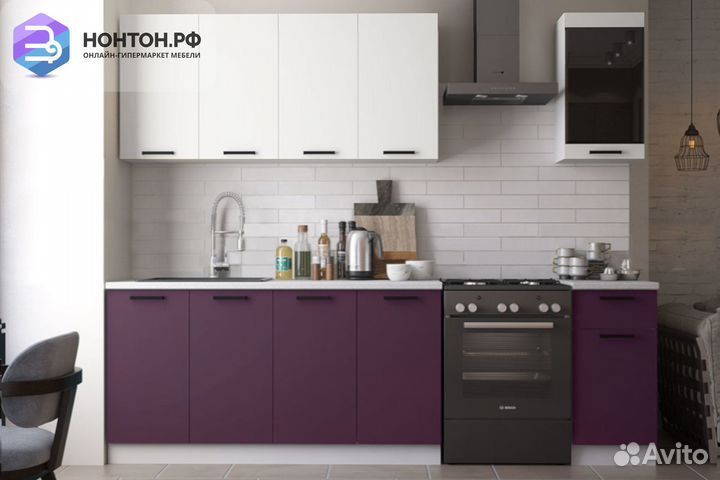 Кухня Техно 2.0м New компоновка №3 белый снег софт