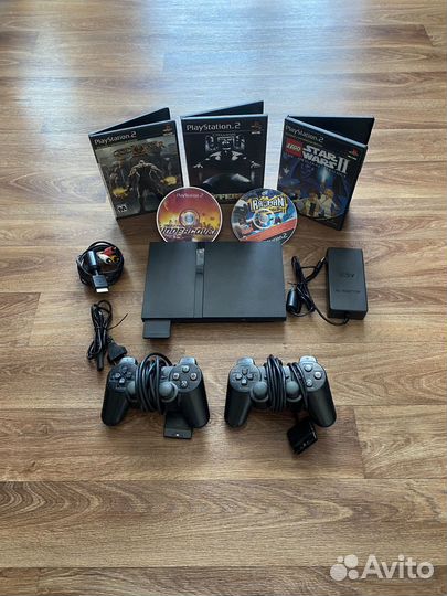 Sony PlayStation 2 прошитая + 5 игр
