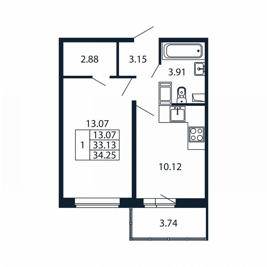 1-к. квартира, 36,9 м², 12/12 эт.