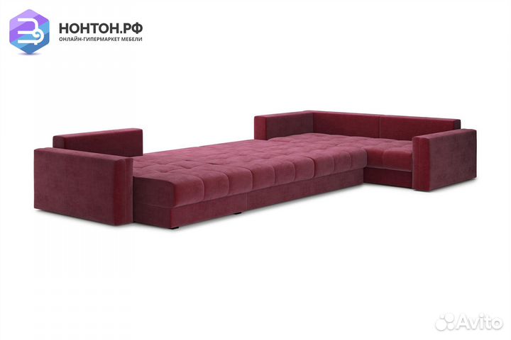 Диван п-образный тик-так Монарх бордовый