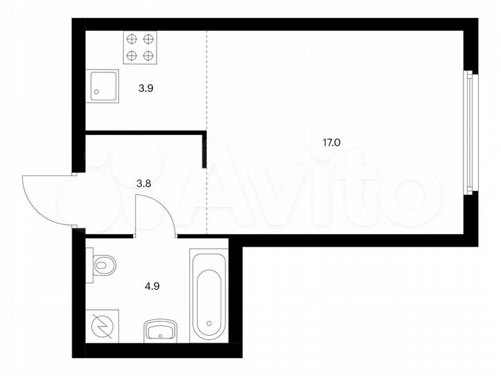 Квартира-студия, 29,6 м², 25/32 эт.