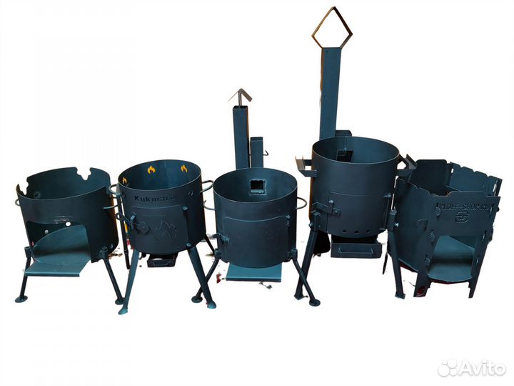 Печь для казана с трубой с дверцей с заслонкой