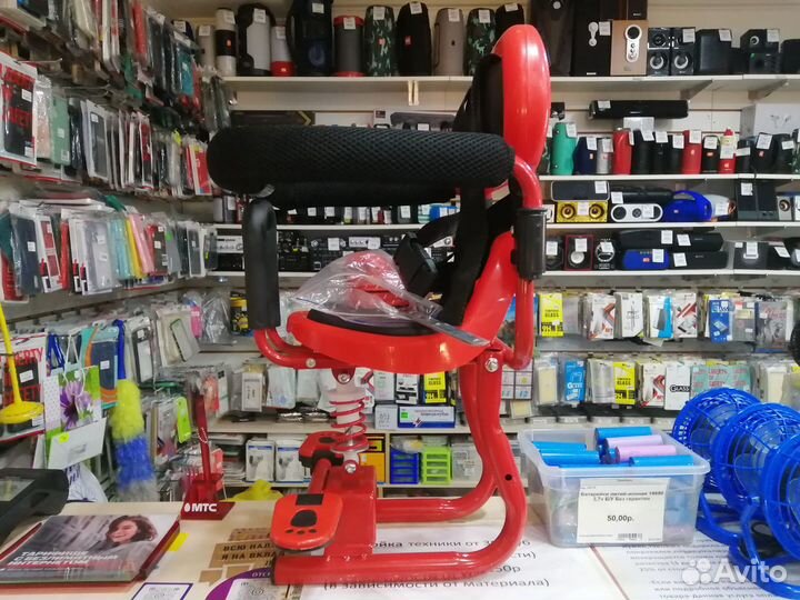 Детское кресло на велосипед с ремнями безопасности