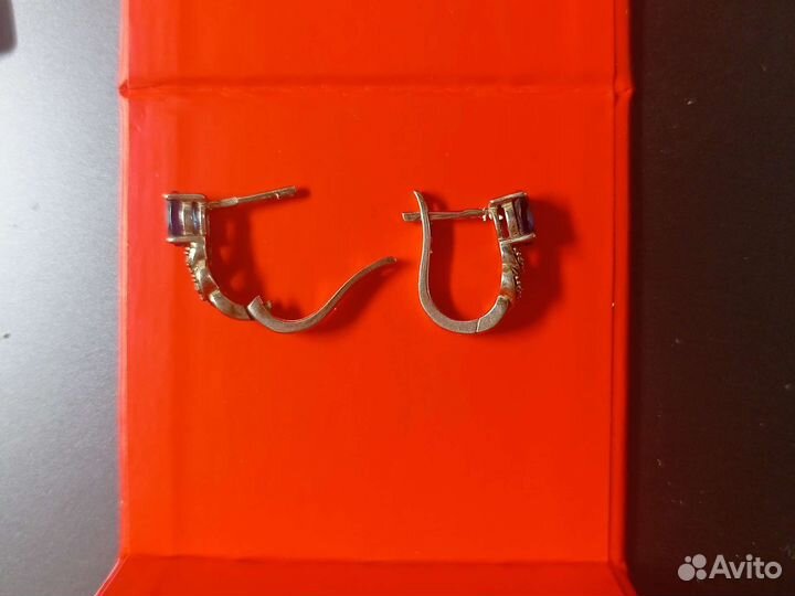 Серьги серебро с сапфиром