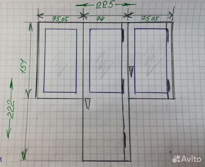Балконная дверь с 2 окнами