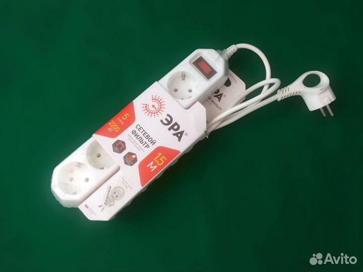 Сетевой фильтр Эра USF-5es-1,5m-W удлинитель белый