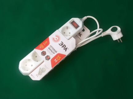 Сетевой фильтр Эра USF-5es-1,5m-W удлинитель белый