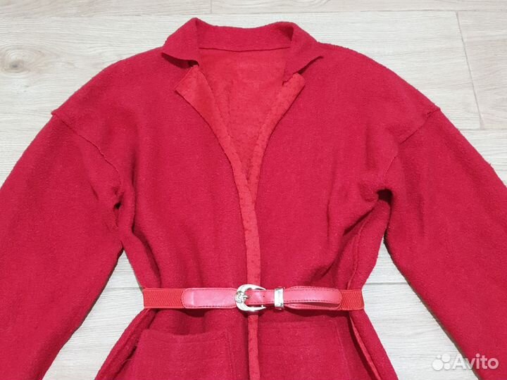 Кардиган женский красный тёплый