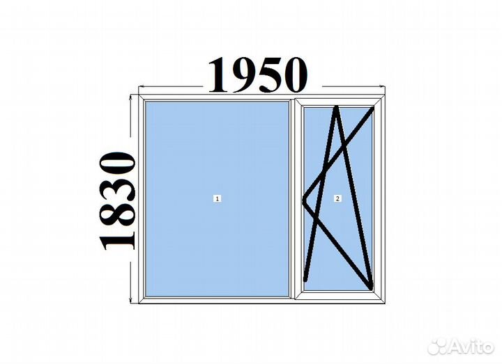 Большое Немецкое окно+немецкая фурнитура 1950*1830