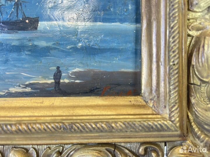 Антикварная картина, масло, холст 