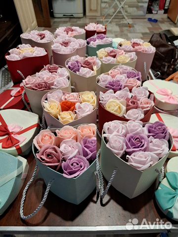 Подарок - набор из мыльных розочек в виде сердца