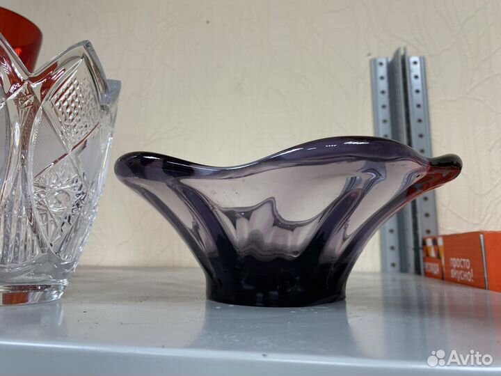 Хрусталь СССР цветное стекло ваза чаша блюдо