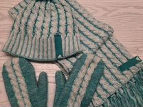 Набор шапка шарф варежки adidas оригинал