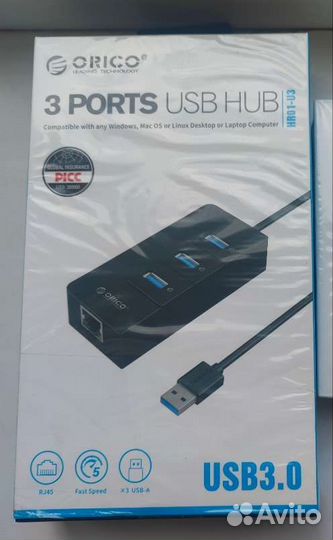 USB концентратор Orico 4в1 (хаб) с Ethernet