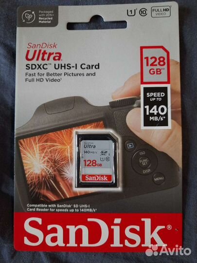 Карта памяти SanDisk Ultra sdxc 128 гб 140MB/s