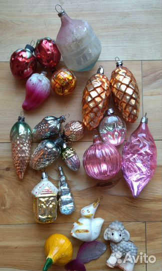 Елочные игрушки и Дед Мороз времён СССР