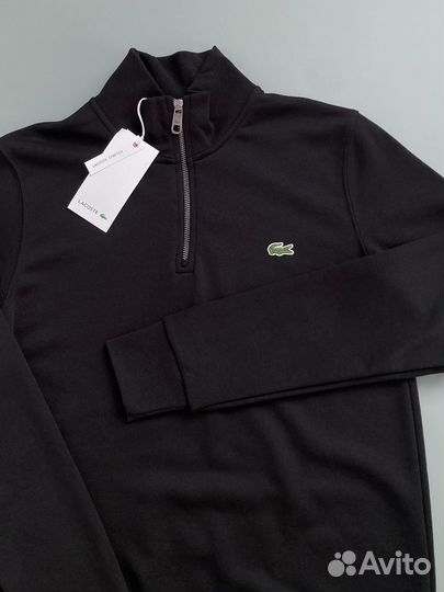 Свитшот полузамок Lacoste в стиле old money черный