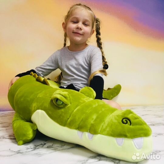 Мягкая игрушка подушка Крокодил зеленый