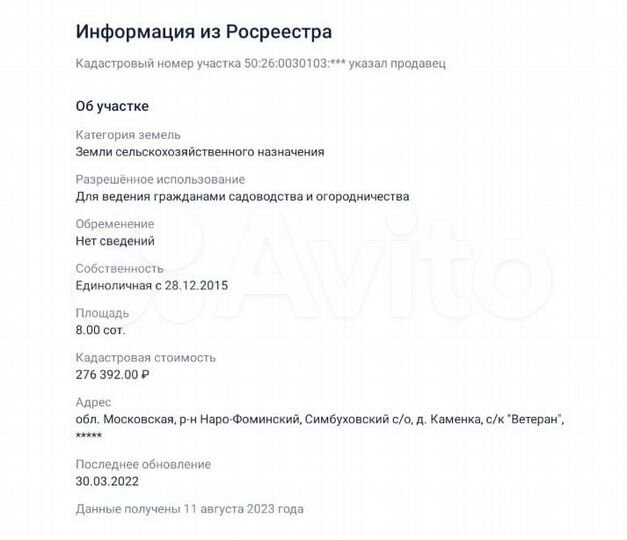 Участок 8 сот. (СНТ, ДНП)