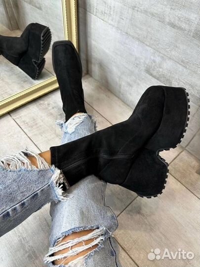 Ботильоны из натуральной шерсти евро мех