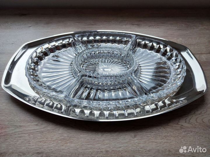 Менажница мельхиор хрусталь СССР