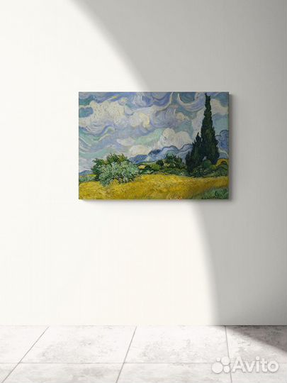 Репродукция Ван Гог / Пшеничное поле с кипарисами