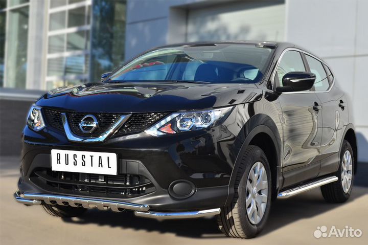 Nissan Qashqai 2014-2018 Защита бампера +клыки