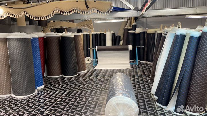 Экокожа стеганная для обтяжки автосалона и мебели