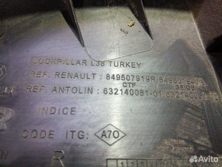 Пластик салона Renault Fluence седан 1.6 2010