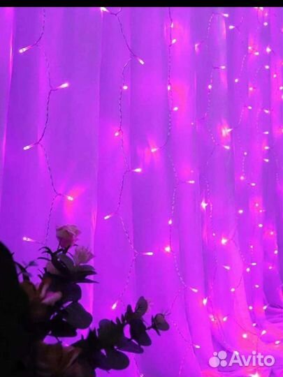 Гирлянка розовая 5м, 50 ламп