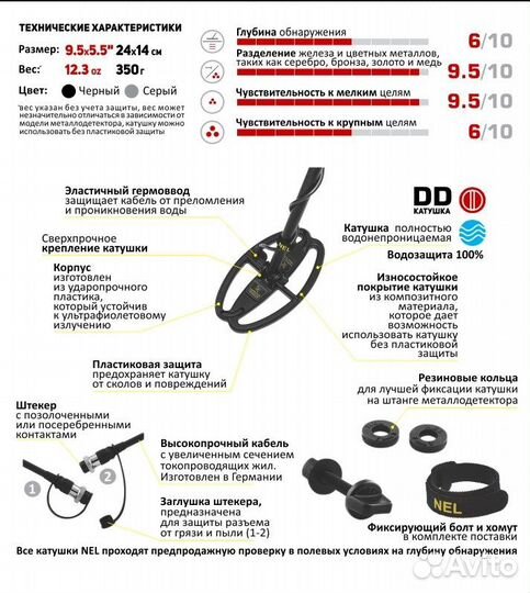 Катушка Nel Sharpshooter для Minelab X-terra 18,75