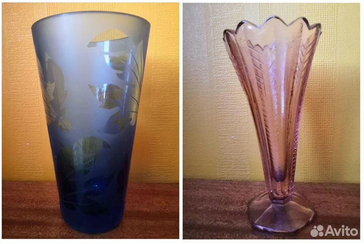 Вазы из цветного стекла СССР