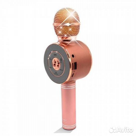 Караоке микрофон с колонкой Wster 668 розовый