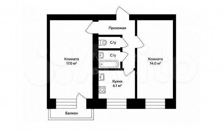 2-к. квартира, 45,1 м², 3/5 эт.