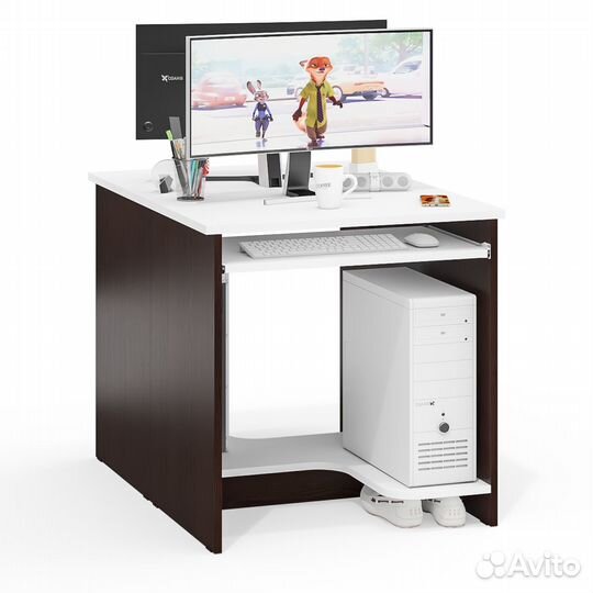 Два стола компьютерных Мебельный двор ск 11-1 венге/белый шагрень, 149,2х50х75 см