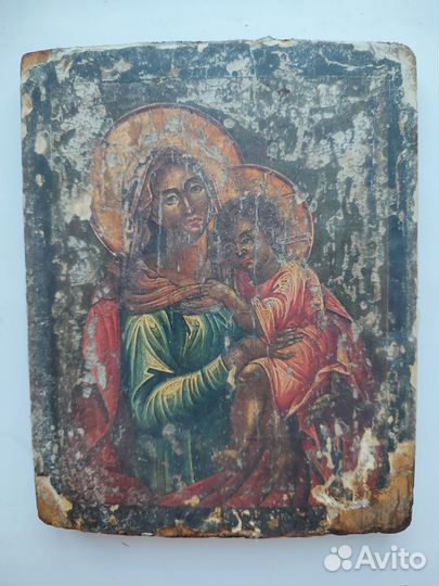Икона старинная Богородица 29,5 на 24 см