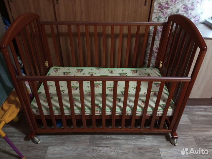 Детская кроватка качалка Papaloni с орто. матрасом