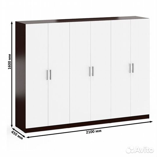 Шкафы для одежды 2-х дверные Мебельный Двор ск-9 цвет венге/белый шагрень, 210х45х160 см