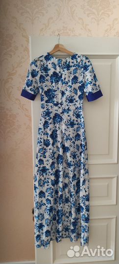 Платье гжель, не носила. S